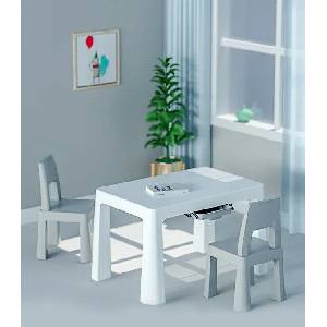Pepita Dodo Детска маса + 2 бр. столове - сиво-бяло (8817-white-grey)