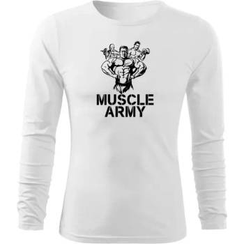 DRAGOWA FIT-T Тениска с дълъг ръкав Muscle Army Team, бяла, 160 г/м2 (5661)