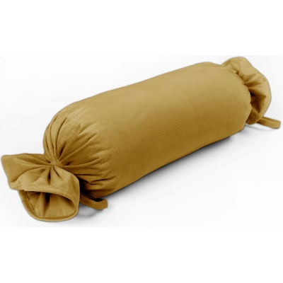 Biante Zamatový vankúš valec bonbon SV-009 Okrový 15x40