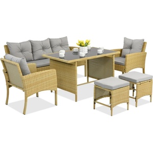 Garden Point Полиратанов комплект с пуфове Bari Garden Point бежов (GAP434)