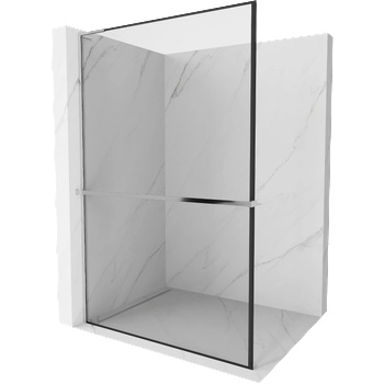 Mexen Kioto+ L душ кабина със стена с рафт Walk-in 100 x 200 см, черна рамка, хром - 800-100-123-01-70 (800-100-123-01-70)