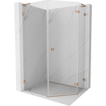 Mexen Lunar L петостранна душ кабина с врата на панти, дясна 80 x 90 см, прозрачна, четкан мед - 831L-080P-090L-65-00-P (831L-080P-090L-65-00-P)