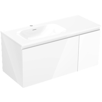 Mexen Orio шкаф за баня 100 см с мивка Vela лява, 1S, 1D, бял гланц - 91A13-10047-3-BBFF00-W23L00 (91A13-10047-3-BBFF00-W23L00)