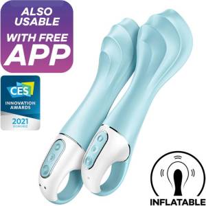 Satisfyer Небесно син вибратор с APP Satisfyer Air Pump 5+