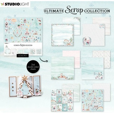 Sada scrapbookových papírů Studio Light, 30,5 x 30,5 cm (12 ks) – vánoční kolekce