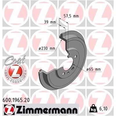 Brzdový buben ZIMMERMANN 600.1965.20 – Hledejceny.cz