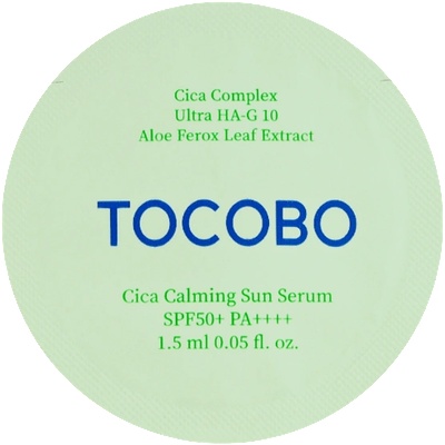 TOCOBO Cica Calming Sun Serum SPF50+ PA++++ (sample) - Слънцезащитен Серово За Чувствителна Кожа 1.5мл (проба)