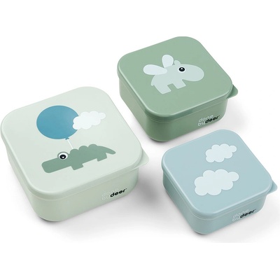 Done by Deer Контейнери за закуски Happy Clouds синьо-зелени 3 бр (1236403)