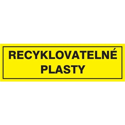 Značka RECYKLOVATELNÉ PLASTY, samolepicí fólie, 290 × 85 mm BZ FW795