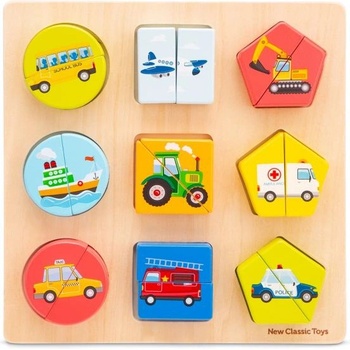 New Classic Toys Дървен пъзел с вложки - превозни средства