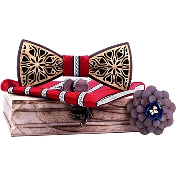 HARAHU Комплект Папийонка с брошка - Червен kp30913 (30913)