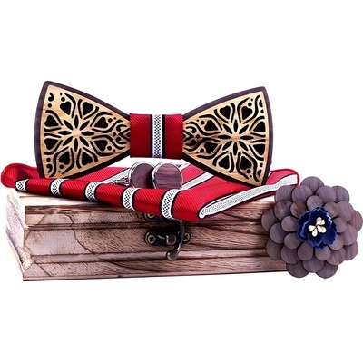 HARAHU Комплект Папийонка с брошка - Червен kp30913 (30913)