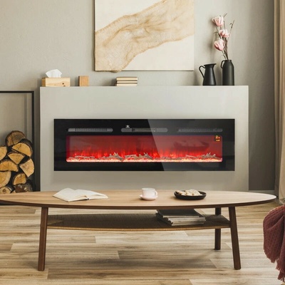 Homcom Elektrický nástěnný krb s topným výkonem 1800 W černý