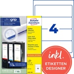 Avery-Zweckform L4761-100 folder spine labels (400 spine labels with ultragrip, 61x192mm on A4, wide/short, self-adhesive, completely opaque, printable folder labels) 100 sheets, white (L4761-100)