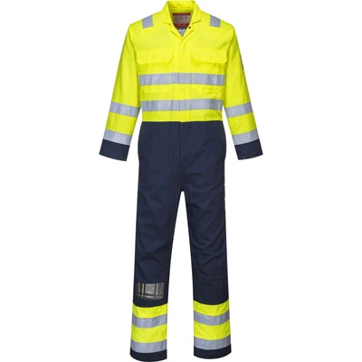 Portwest hi-vis bizflame pro biz7 / Огнеупорен светлоотразителен гащеризон, антистатичен - hv жълт/тъмносин m (biz7ynrm)