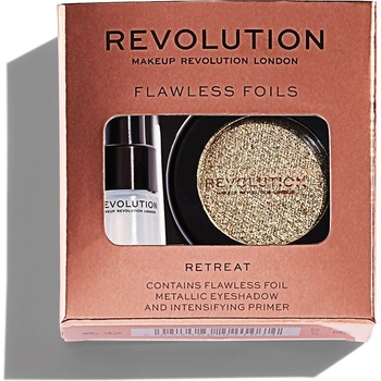 Makeup Revolution Комплект Makeup Revolution: Flawless Foils Vegan Eyeshadow Primer 2 ml + Flawless Foils Vegan Eyeshadow Palette Retreat 2 g