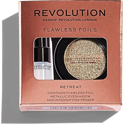 Makeup Revolution Комплект Makeup Revolution: Flawless Foils Vegan Eyeshadow Primer 2 ml + Flawless Foils Vegan Eyeshadow Palette Retreat 2 g
