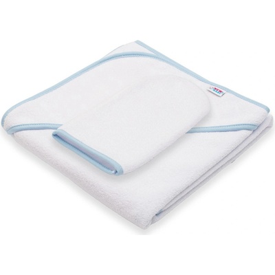 New Baby froté osuška s kapucňou BASIC 80x80 bielo-modrá