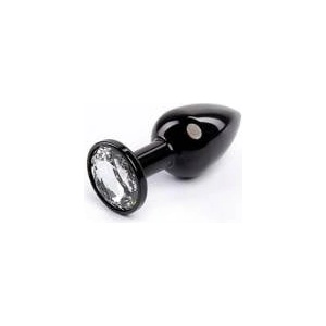 Fantasy by Cottelli Black Butt Plug with White Diamond