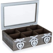 HOME DECOR Box na Čaj dřevo 6 přihrádek HEART