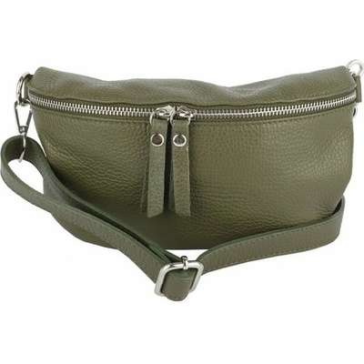 Tmavozelená talianska kožená belt bag kabelka Tinka