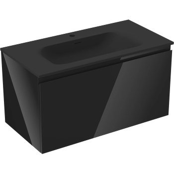 Mexen Orio шкаф за баня 90 см с мивка Vela, 1 чекмедже, черен гланц/черен мат - 91A10-09047-1-BF70-W23M71 (91A10-09047-1-BF70-W23M71)
