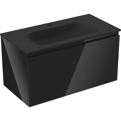 Mexen Orio шкаф за баня 90 см с мивка Vela, 1 чекмедже, черен гланц/черен мат - 91A10-09047-1-BF70-W23M71 (91A10-09047-1-BF70-W23M71)