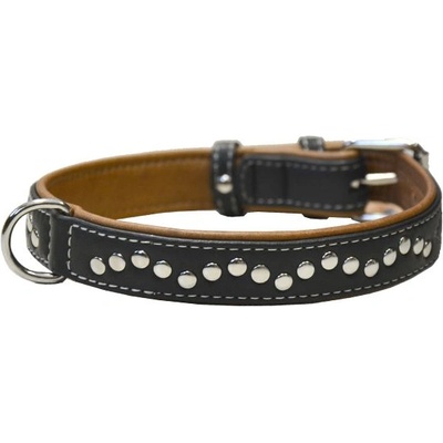 COLLAR Кожен нашийник с метално приложение - 38 - 49см, 25мм - черен