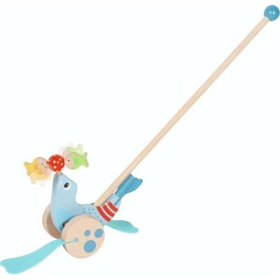 Goki Drevená hračka na tlačenie tuleňa