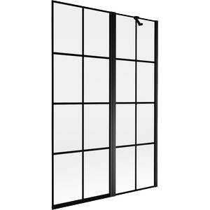 Mexen Mist двукрилен параван за вана, десен, 120 x 150 см, черна решетка, черен - 8A9-120-011-70-77-P (8A9-120-011-70-77-P)