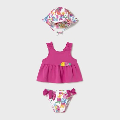MAYORAL Комплект бански 3 части в цвят фуксия за мини момиче Майорал
