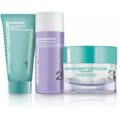 Germaine de Capuccini Pureexpert 1-2-3 Normal and Combination Skin hydratační krém pro normální až smíšenou pleť 50 ml + čisticí gel 30 ml + exfoliační fluid 50 ml dárková sada