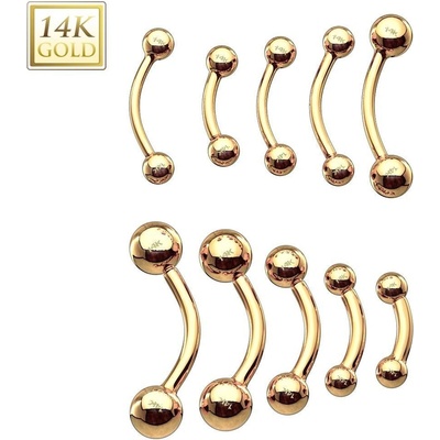 Šperky4U zlatý piercing do obočí kuličky ZL01107-1206-YG
