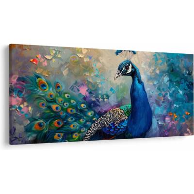 Obraz - Maľba páva, jednodielne 200x100 cm