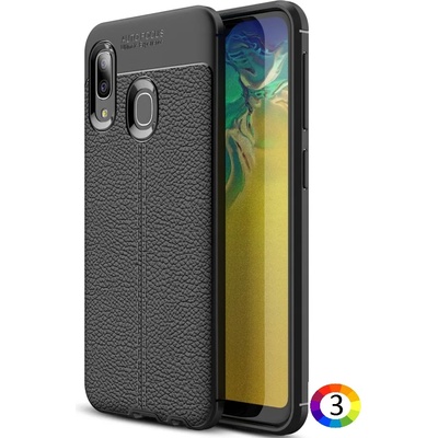 Samsung Galaxy A20e Удароустойчив Litchi Skin Калъф и Протектор