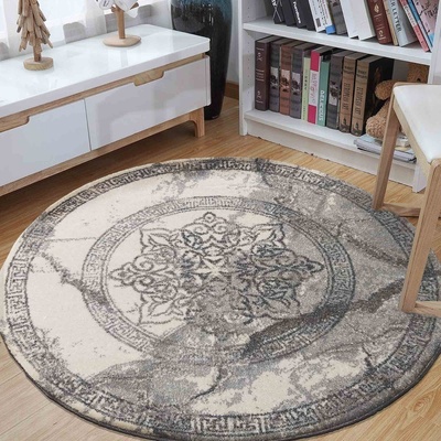 DomTextilu Štýlový sivý okrúhly koberec so vzorom mandaly 38629 198265