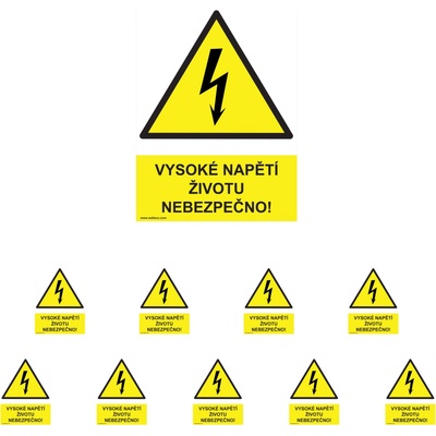 Walteco Vysoké napätie, životu nebezpečné! 210x297mm, formát A4, plastová tabuľka Množstvo: 10 ks , 20013BP2