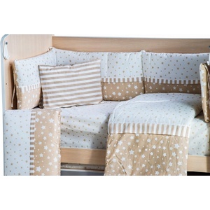 Dizain Бебешки спален комплект Дуо Звезди Капучино Ластик Цип Comfort Line