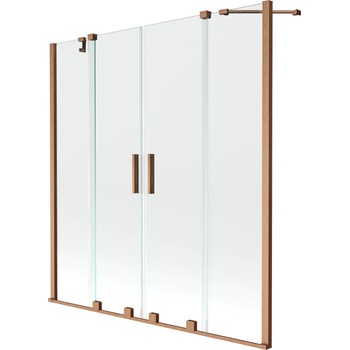 Mexen Velar Duo двукрилен плъзгащ душ параван 150 x 150 см, прозрачен, матиран мед - 896-150-000-02-65 (896-150-000-02-65)