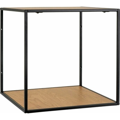 Nástěnná police Vita loftová na knihy a dekorace dub černý moderní Intesi 36x36 cm