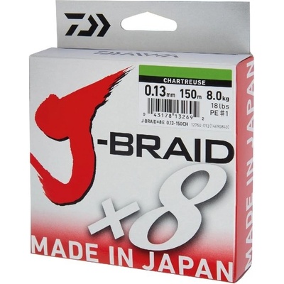 Daiwa J-Braid X8 chartrouse 150m 0,13mm 8kg