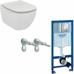 GROHE Комплект тоалетна чиния Ideal Standard Tesi AquaBlade с капак с плавно затваряне и казанче Grohe с клапа Skate Cosmopolitan (T352701+T007901+38772001)