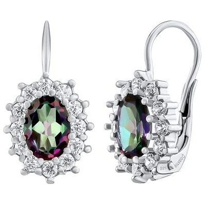 Silvego Strieborné náušnice Kate s prírodným Mystic Green topazom a Brilliance Zirconia SILVEGOB31571SMT