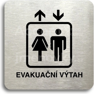 ACCEPT Piktogram evakuační výtah - stříbrná tabulka - černý tisk bez rámečku