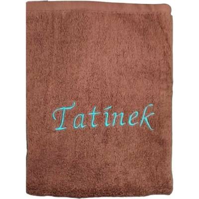 Top textil Osuška s nápisem Tatínek 70 x 140 cm tmavě hnědá