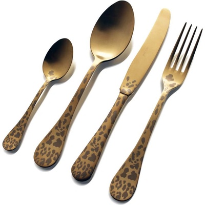 Herdmar Гравирани прибори за хранене от 24 части в цвят старо злато HERDMAR от серия ROCCO № 8 (herdmar089302405172003206)