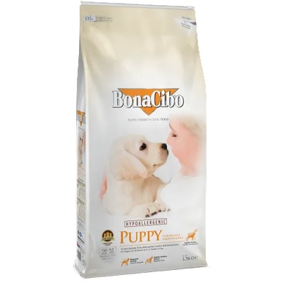 BonaCibo Chicken, Anchovy & Rice Puppy - Пълноценна храна за подрастващи кученца с пилешко, аншоа и ориз 15 кг