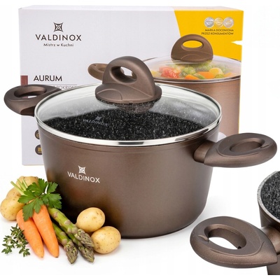 Valdinox Hrniec s pokrievkou mramorový na indukciu a plyn Aurum 24 cm 6 l