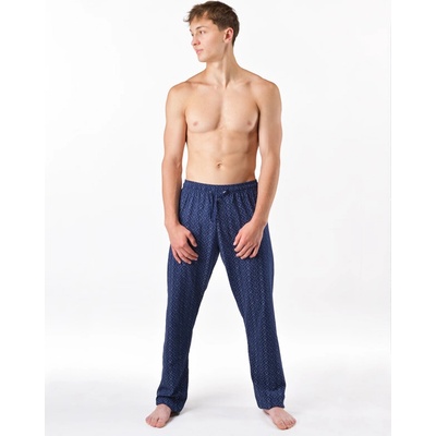 Gina pánské kalhoty dlouhé pyžamové pánské šité klasické s potiskem Pyžama 2025 79199P lékořice bílá