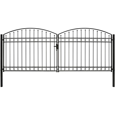 Dvoukřídlá zahradní brána s obloukem ocelová 400 x 175 cm černá 625872